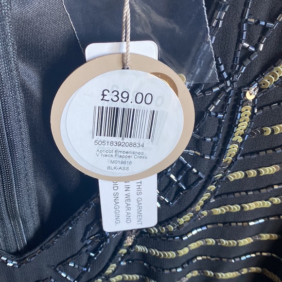 Apricot Black flapper style dress, sz UK 12 (41) or Europe sz medium. - Picture 6 of 8